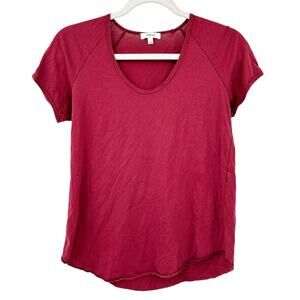 Aritzia‎ Wilfred Womens Elevated Basic Everyday Short Sleeve Tee Size S Burgundy